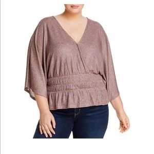 Aqua Curve Crossover V-Neck Blouse